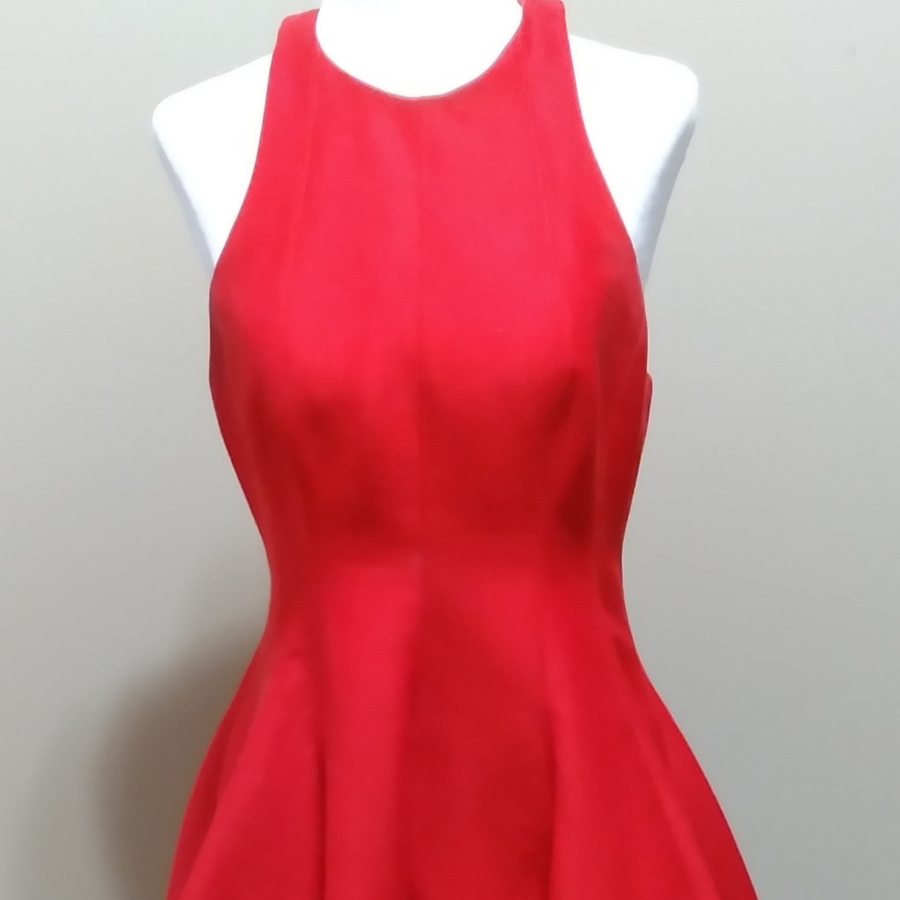 Red Bridesmaid or Formalwear Dress w/Fur Topper